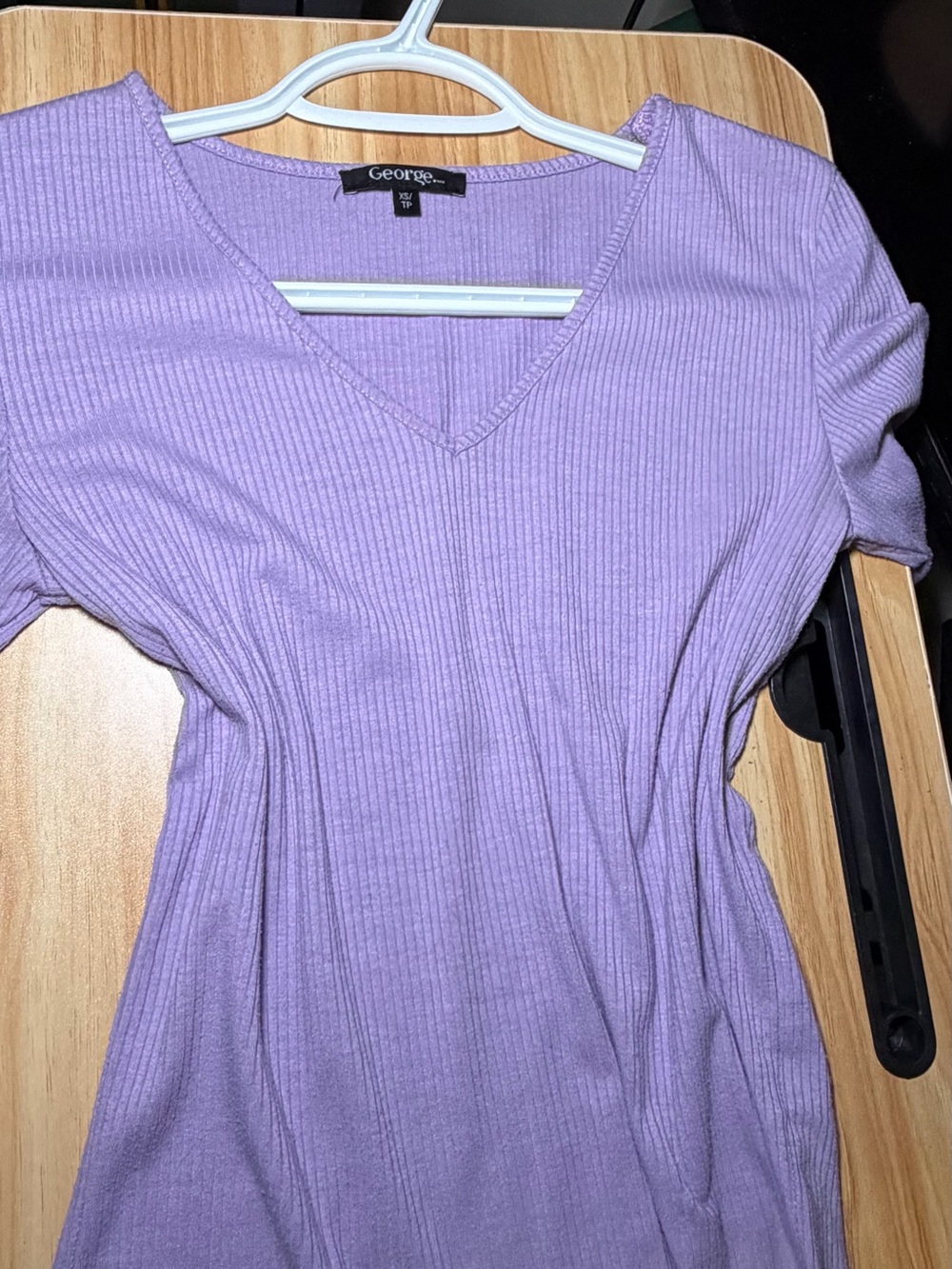 George Lavender Ribbed V-Neck Short Sleeve Tee - Picture 6 of 7